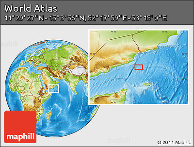 Physical Location Map of the Area around 14° 46' 42" N, 52° 46' 29" E