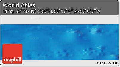 Physical Panoramic Map of the Area around 14° 46' 42" N, 53° 28' 30" W