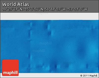 Physical 3D Map of the Area around 14° 46' 42" N, 54° 19' 30" W