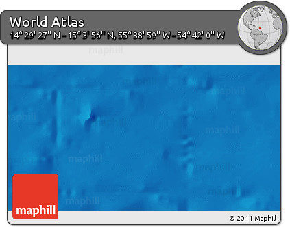 Physical 3D Map of the Area around 14° 46' 42" N, 55° 10' 29" W