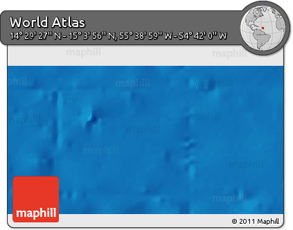 Political 3D Map of the Area around 14° 46' 42" N, 55° 10' 29" W