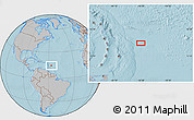 Gray Location Map of the area around 14° 46' 42" N, 56° 52' 30" W, hill shading