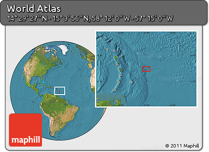 Satellite Location Map of the Area around 14° 46' 42" N, 57° 43' 30" W
