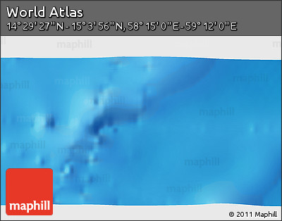 Physical 3D Map of the Area around 14° 46' 42" N, 58° 43' 30" E