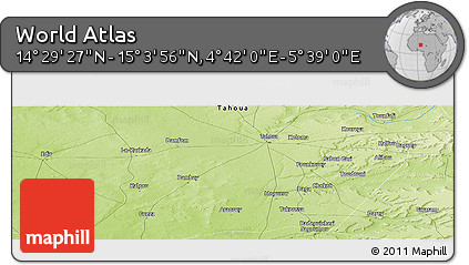 Physical Panoramic Map of the Area around 14° 46' 42" N, 5° 10' 30" E