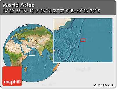 Satellite Location Map of the Area around 14° 46' 42" N, 60° 25' 29" E