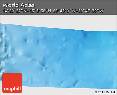 Physical 3D Map of the Area around 14° 46' 42" N, 60° 16' 29" W