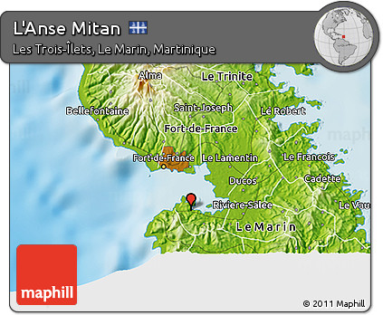 Physical 3D Map of L'Anse Mitan
