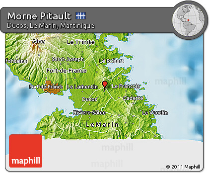 Physical 3D Map of Morne Pitault