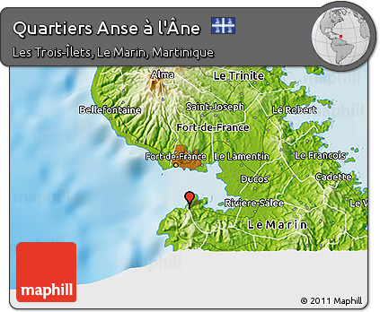 Physical 3D Map of Quartiers Anse à L'Âne