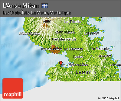 Physical 3D Map of L'Anse Mitan