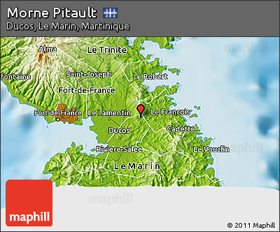 Physical 3D Map of Morne Pitault