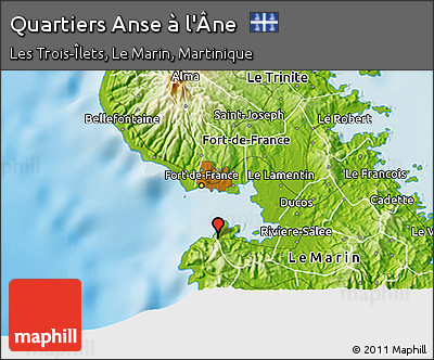 Physical 3D Map of Quartiers Anse à L'Âne