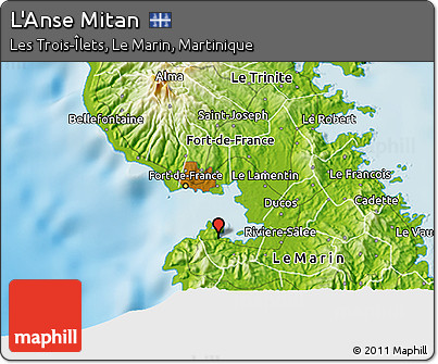 Physical 3D Map of L'Anse Mitan