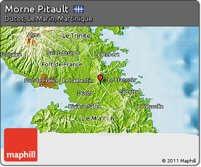 Physical 3D Map of Morne Pitault