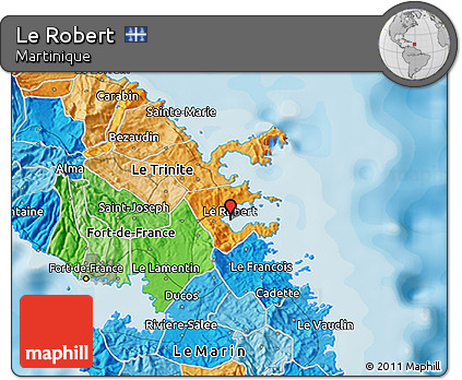 Political 3D Map of Le Robert