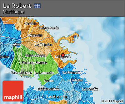 Political 3D Map of Le Robert