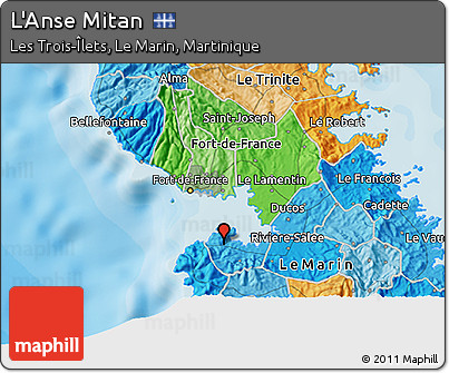 Political 3D Map of L'Anse Mitan