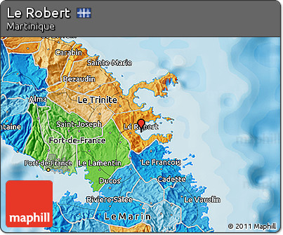 Political 3D Map of Le Robert