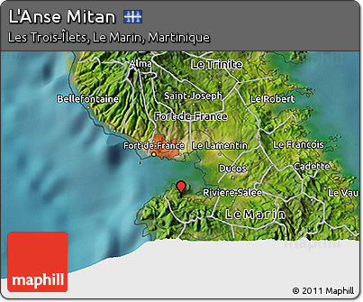 Satellite 3D Map of L'Anse Mitan