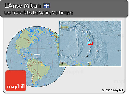 Savanna Style Location Map of L'Anse Mitan, hill shading