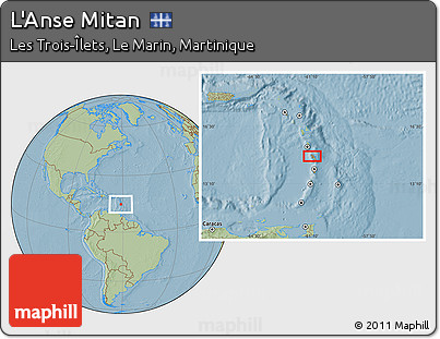 Savanna Style Location Map of L'Anse Mitan, hill shading