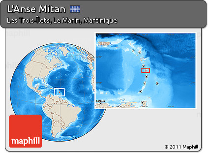 Shaded Relief Location Map of L'Anse Mitan