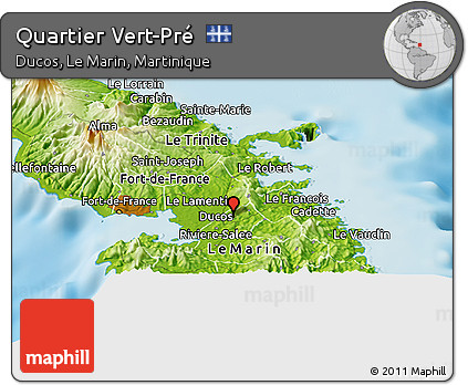 Physical Panoramic Map of Quartier Vert-Pré