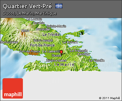 Physical Panoramic Map of Quartier Vert-Pré