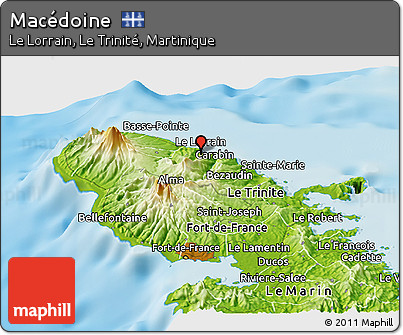 Physical Panoramic Map of Macédoine