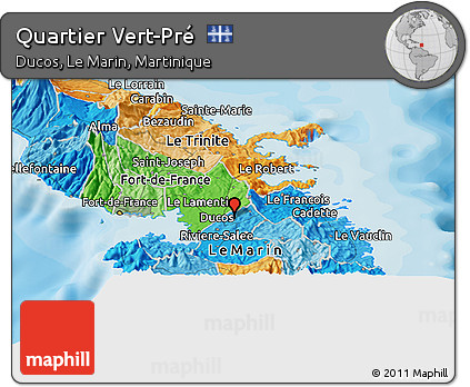 Political Panoramic Map of Quartier Vert-Pré