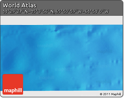 Physical 3D Map of the Area around 14° 46' 42" N, 65° 22' 30" W