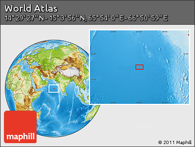Physical Location Map of the Area around 14° 46' 42" N, 66° 22' 30" E