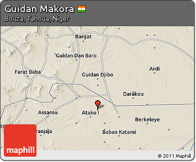 Shaded Relief 3D Map of Guidan Makora