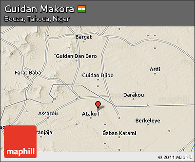 Shaded Relief 3D Map of Guidan Makora