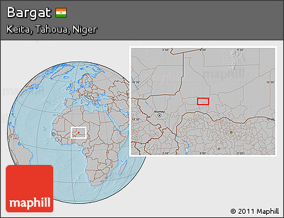 Gray Location Map of Bargat, hill shading