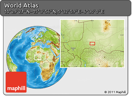 Physical Location Map of the Area around 14° 46' 42" N, 6° 1' 30" E