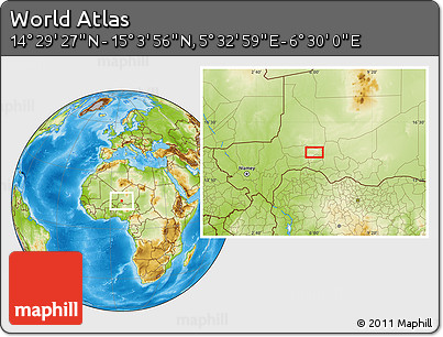 Physical Location Map of the Area around 14° 46' 42" N, 6° 1' 30" E