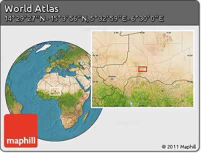 Satellite Location Map of the Area around 14° 46' 42" N, 6° 1' 30" E