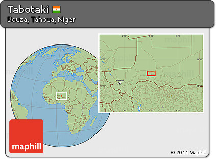 Savanna Style Location Map of Tabotaki