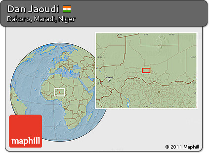 Savanna Style Location Map of Dan Jaoudi, hill shading