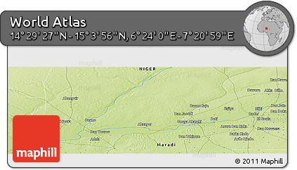 Physical Panoramic Map of the Area around 14° 46' 42" N, 6° 52' 30" E