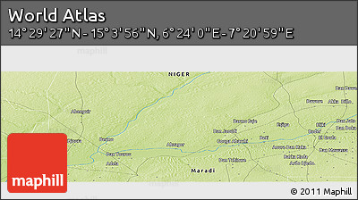 Physical Panoramic Map of the Area around 14° 46' 42" N, 6° 52' 30" E