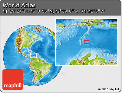 Physical Location Map of the Area around 14° 46' 42" N, 72° 10' 30" W