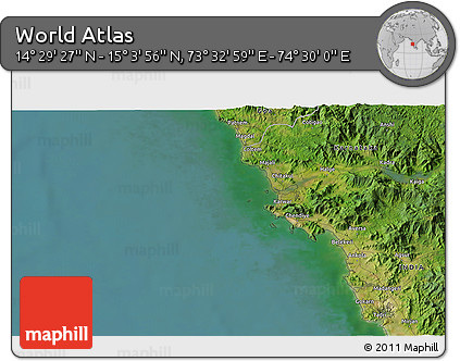 Satellite 3D Map of the Area around 14° 46' 42" N, 74° 1' 30" E