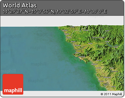 Satellite 3D Map of the Area around 14° 46' 42" N, 74° 1' 30" E