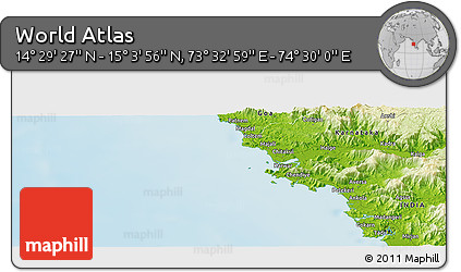 Physical Panoramic Map of the Area around 14° 46' 42" N, 74° 1' 30" E
