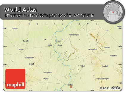Physical Map of the Area around 14° 46' 42" N, 75° 43' 29" E