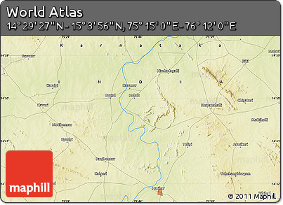 Physical Map of the Area around 14° 46' 42" N, 75° 43' 29" E