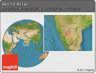 Satellite Location Map of the Area around 14° 46' 42" N, 76° 34' 29" E